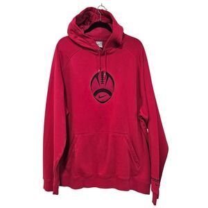VTG Nike Football Hoodie Mens XXL Red Embroidered Pullover Sweatshirt Swoosh Y2K
